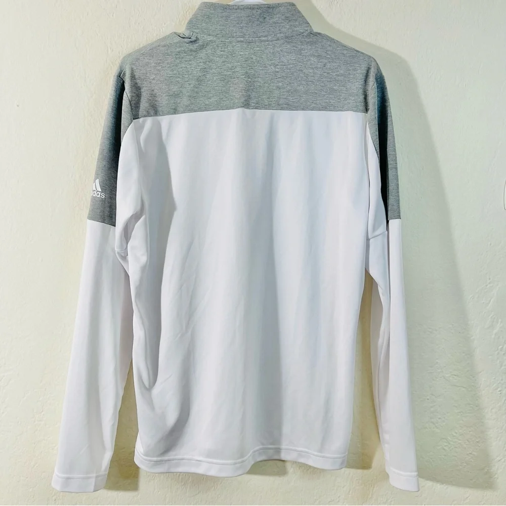 Adidas Activewear Quarter Zip Long Sleeve Pullover Top Size Small Gray/White